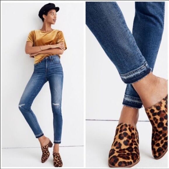 Madewell sz 25 distressed high rise skinny jeans with release hem. Like new. - Picture 2 of 9